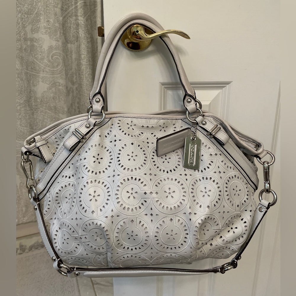 COACH MADISON LASER CUT EYELET LEATHER SATCHEL
